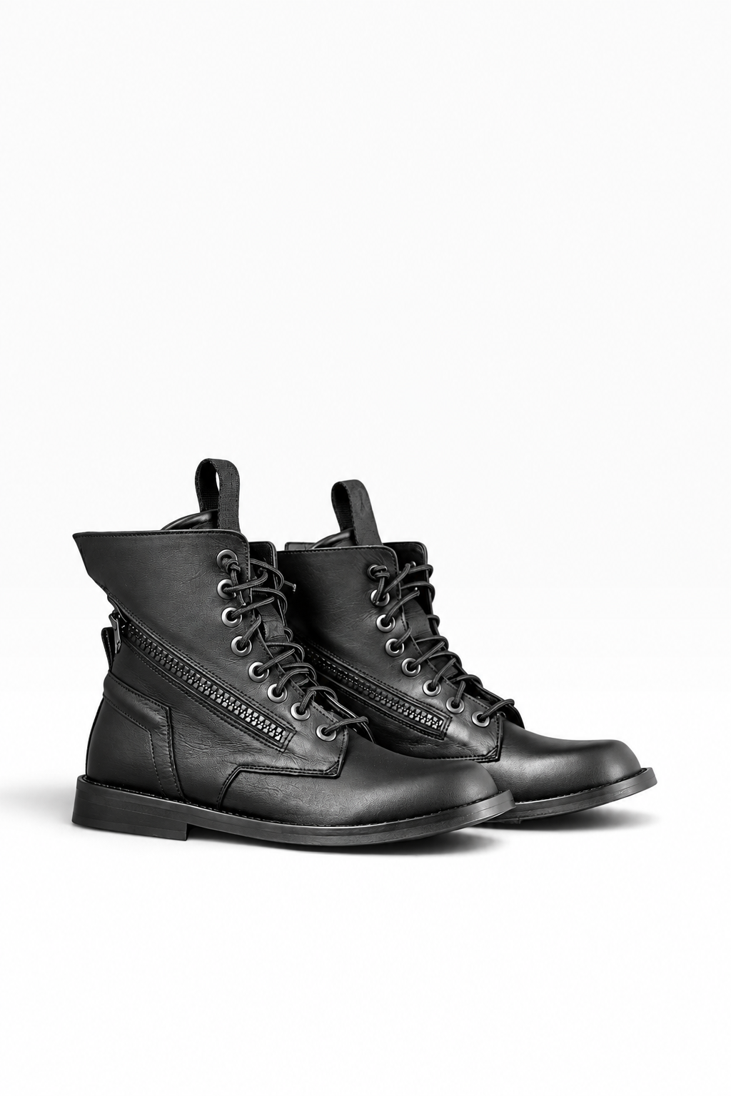 GRUNGE – Stivaletto donna in pelle nera fondo cuoio