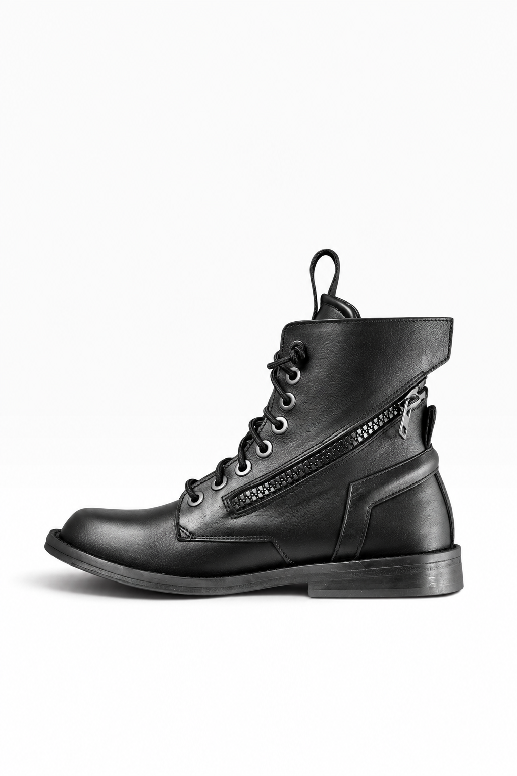 GRUNGE – Stivaletto donna in pelle nera fondo cuoio