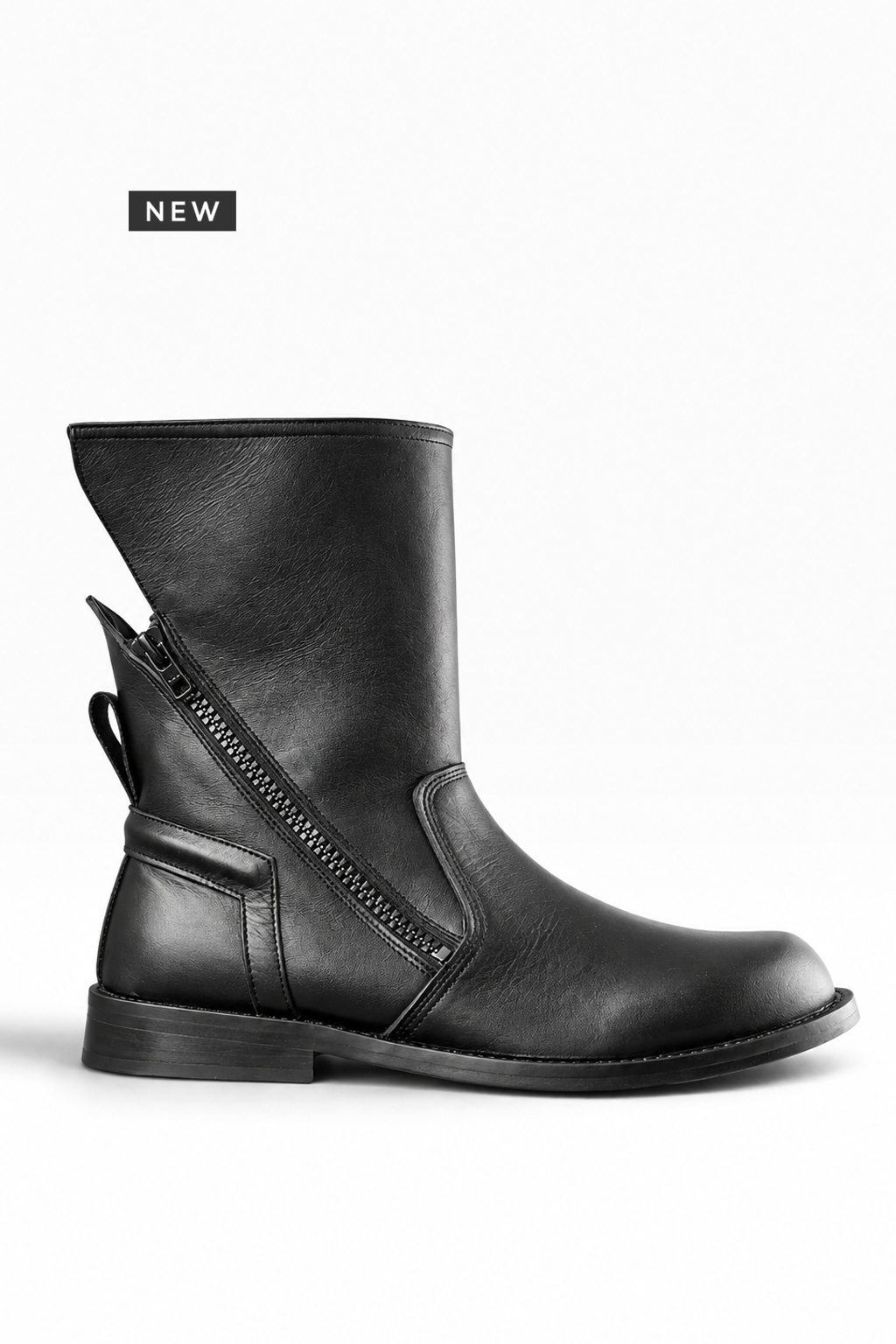 LEAM – Schwarzer Lederstiefel mit Ledersohle