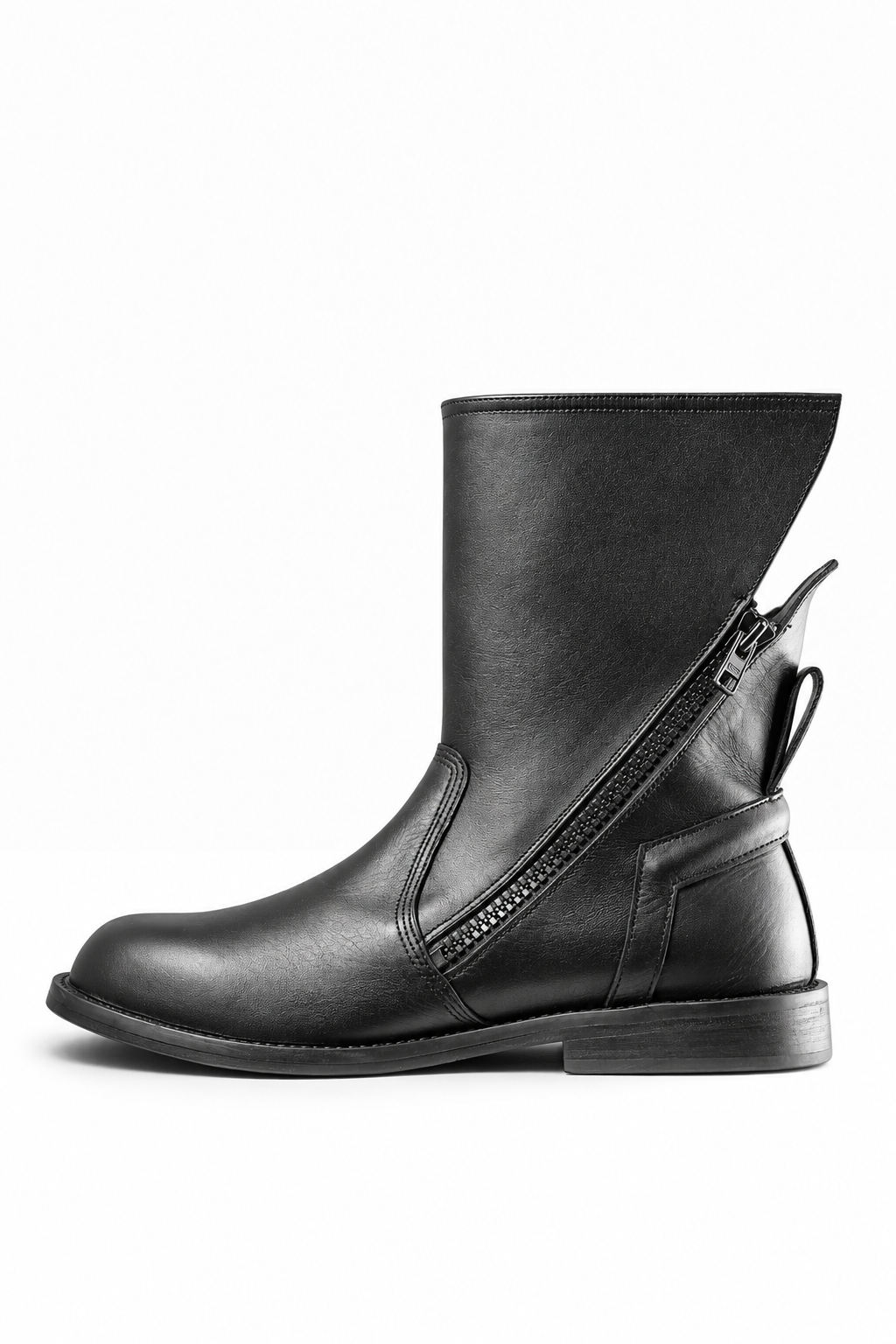 LEAM – Schwarzer Lederstiefel mit Ledersohle