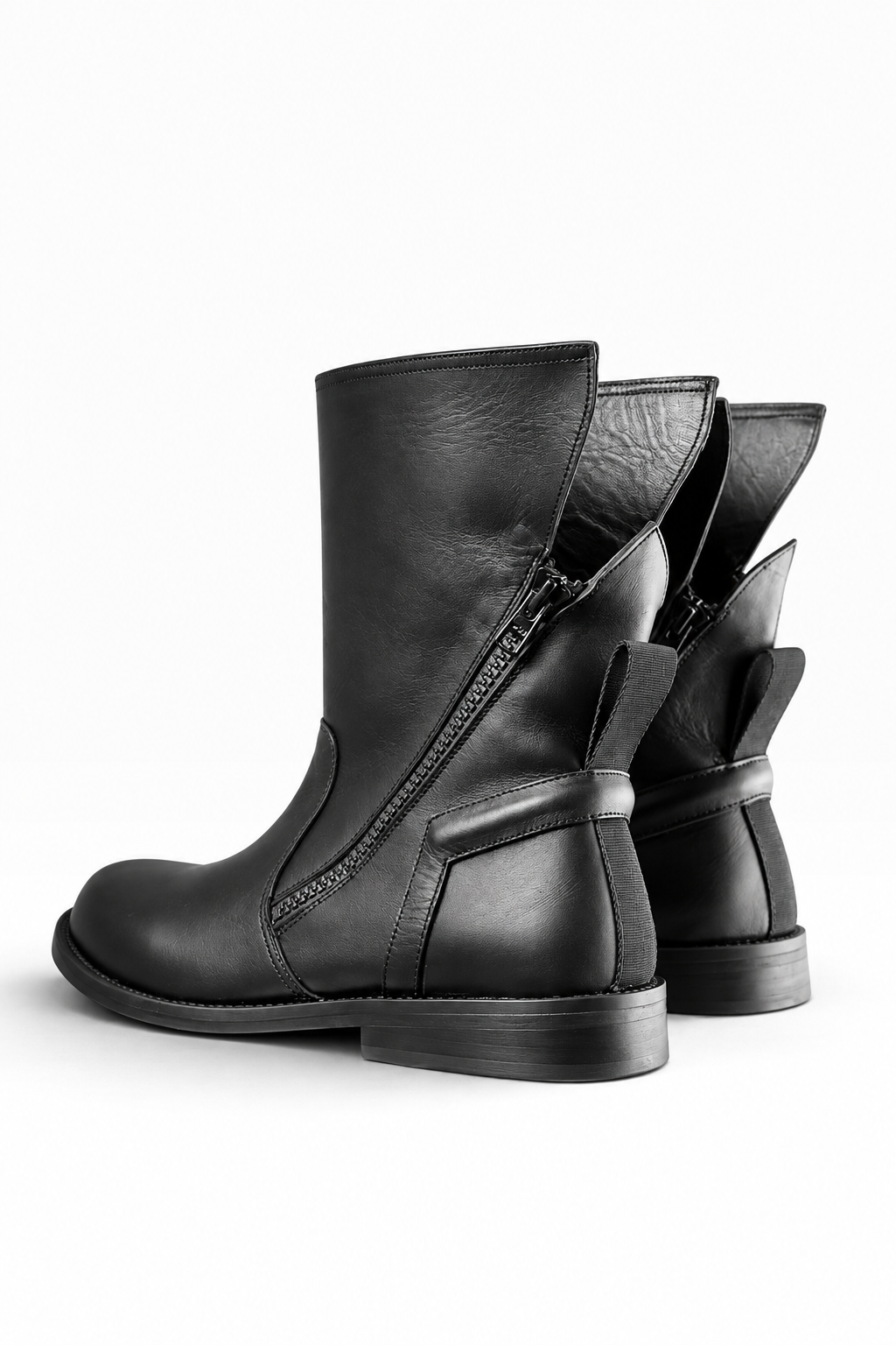 LEAM – Schwarzer Lederstiefel mit Ledersohle