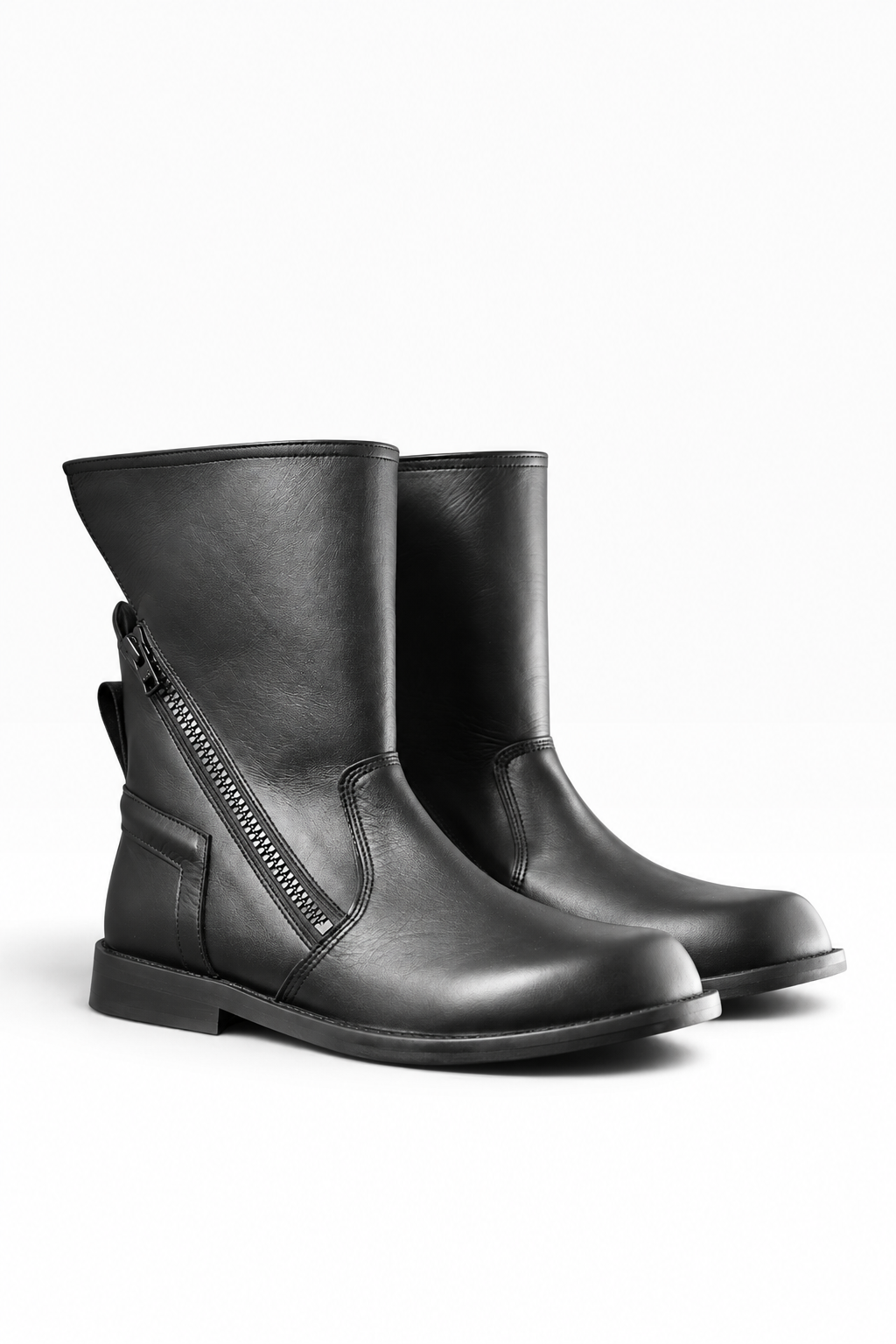 LEAM – Schwarzer Lederstiefel mit Ledersohle