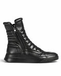 MOTO – Sneaker aus schwarzem Leder mit schwarzer Sohle
