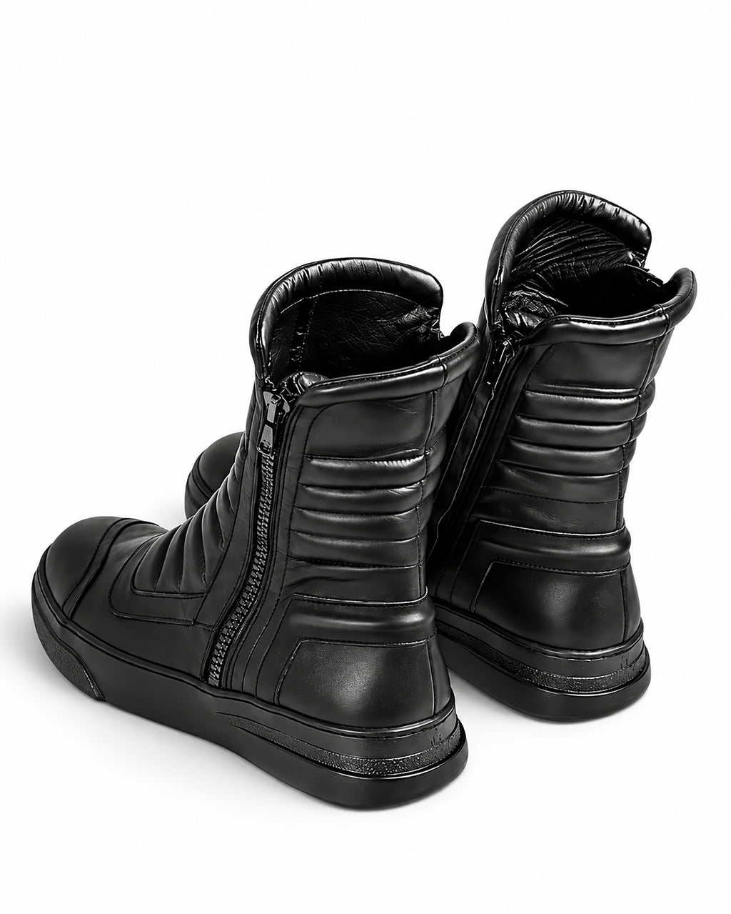 Stivaletto donna pelle nera doppia zip fondo nero - MOTO