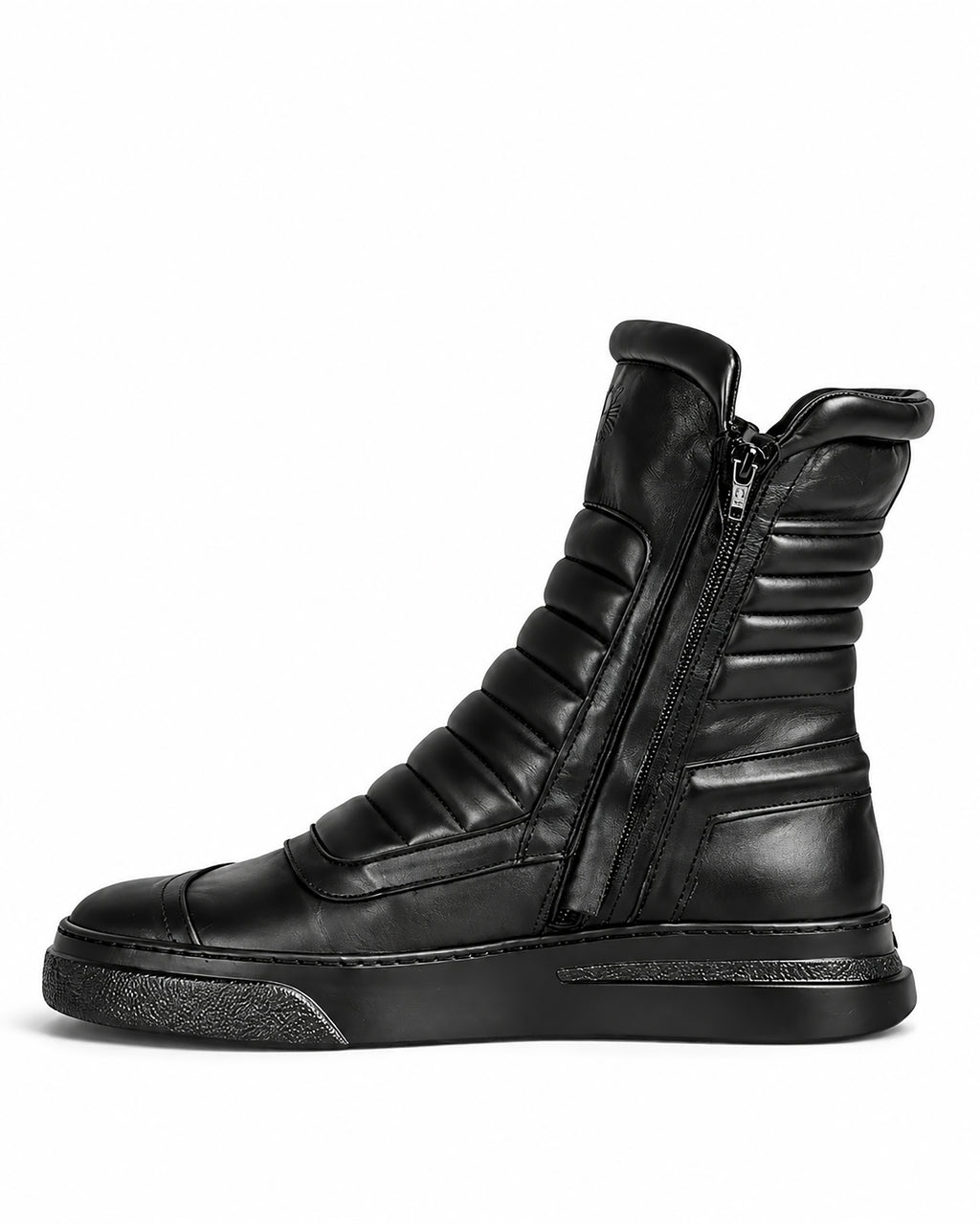Stivaletto donna pelle nera doppia zip fondo nero - MOTO