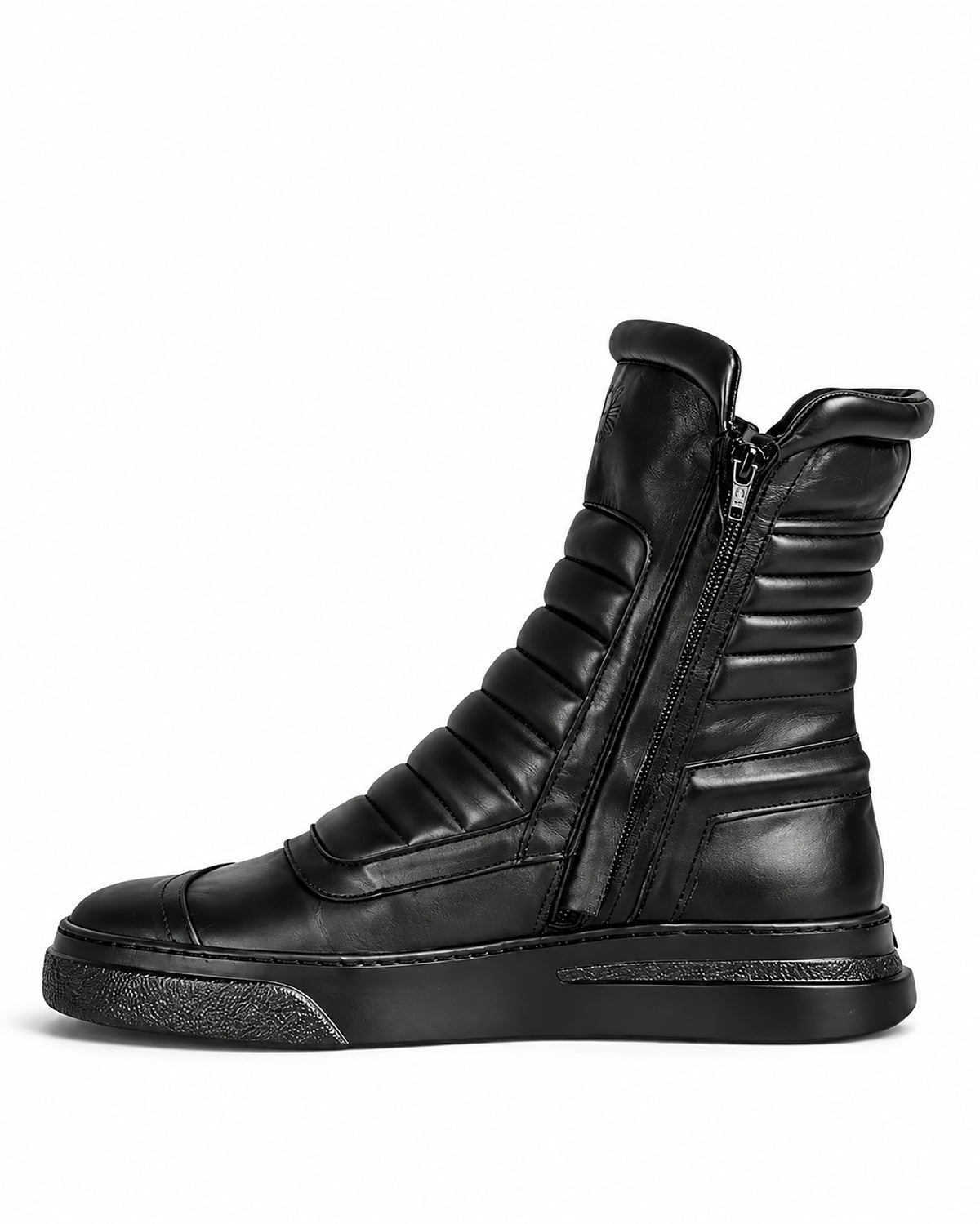 Stivaletto donna pelle nera doppia zip fondo nero - MOTO