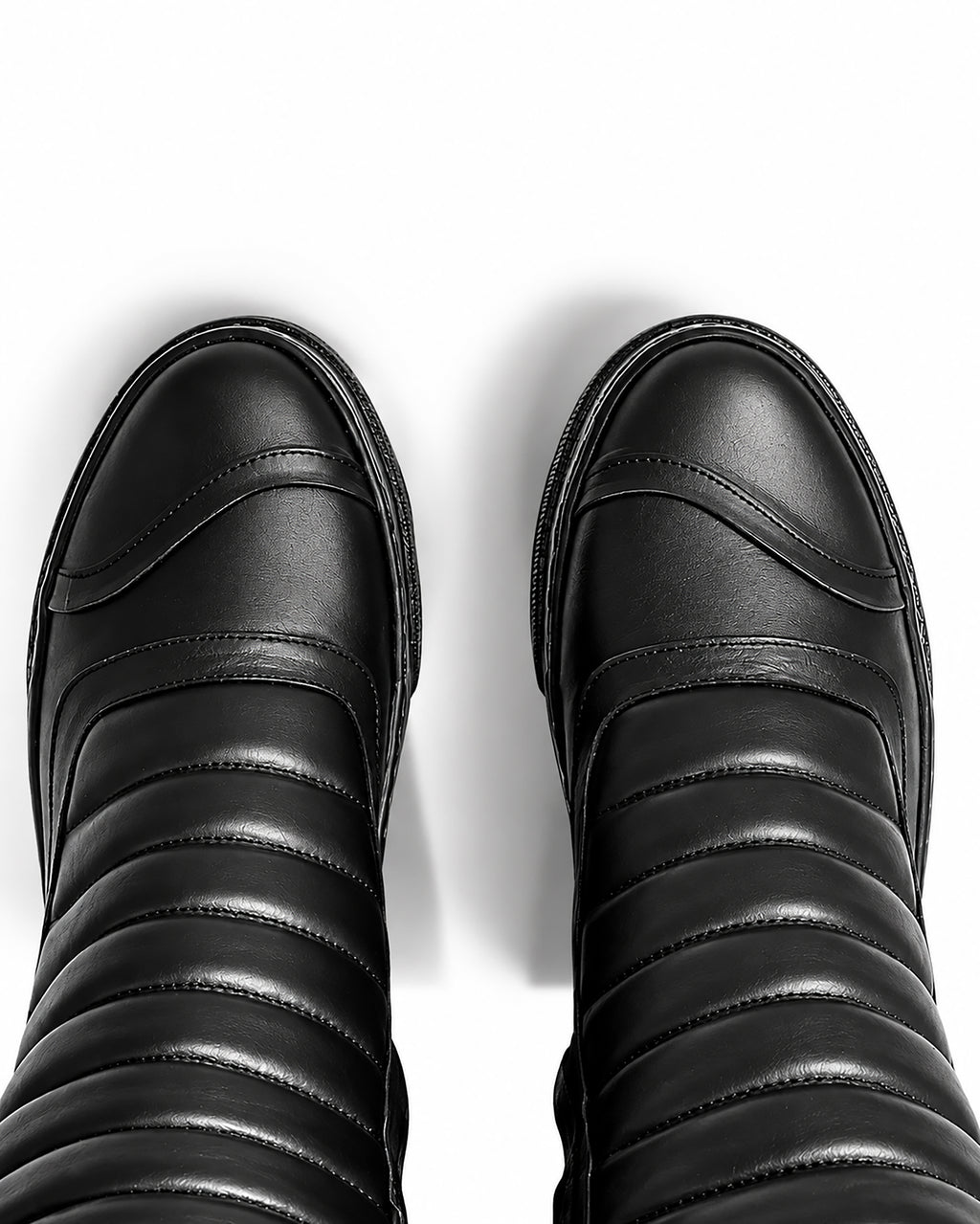 Sneaker Herrenstiefel aus schwarzem Leder mit doppeltem Reißverschluss und schwarzem Boden - MOTO
