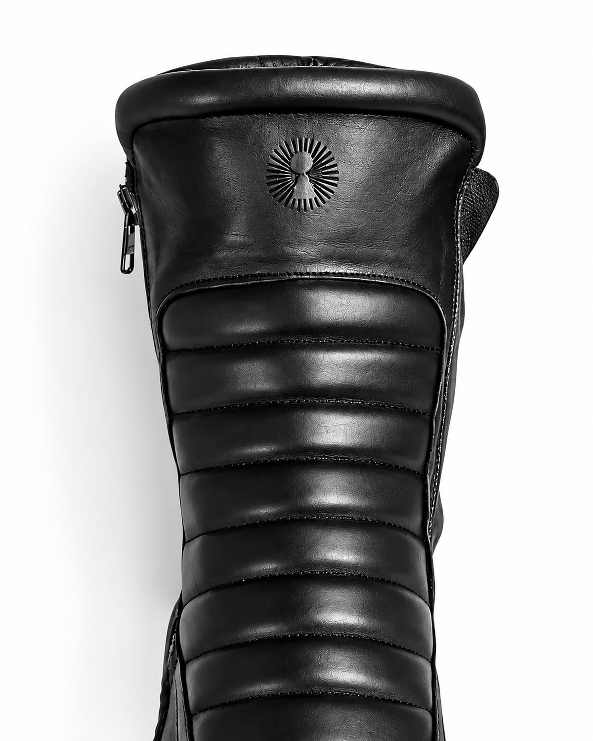 Sneaker Herrenstiefel aus schwarzem Leder mit doppeltem Reißverschluss und schwarzem Boden - MOTO
