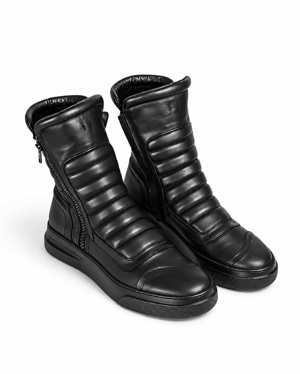 Stivaletto donna pelle nera doppia zip fondo nero - MOTO