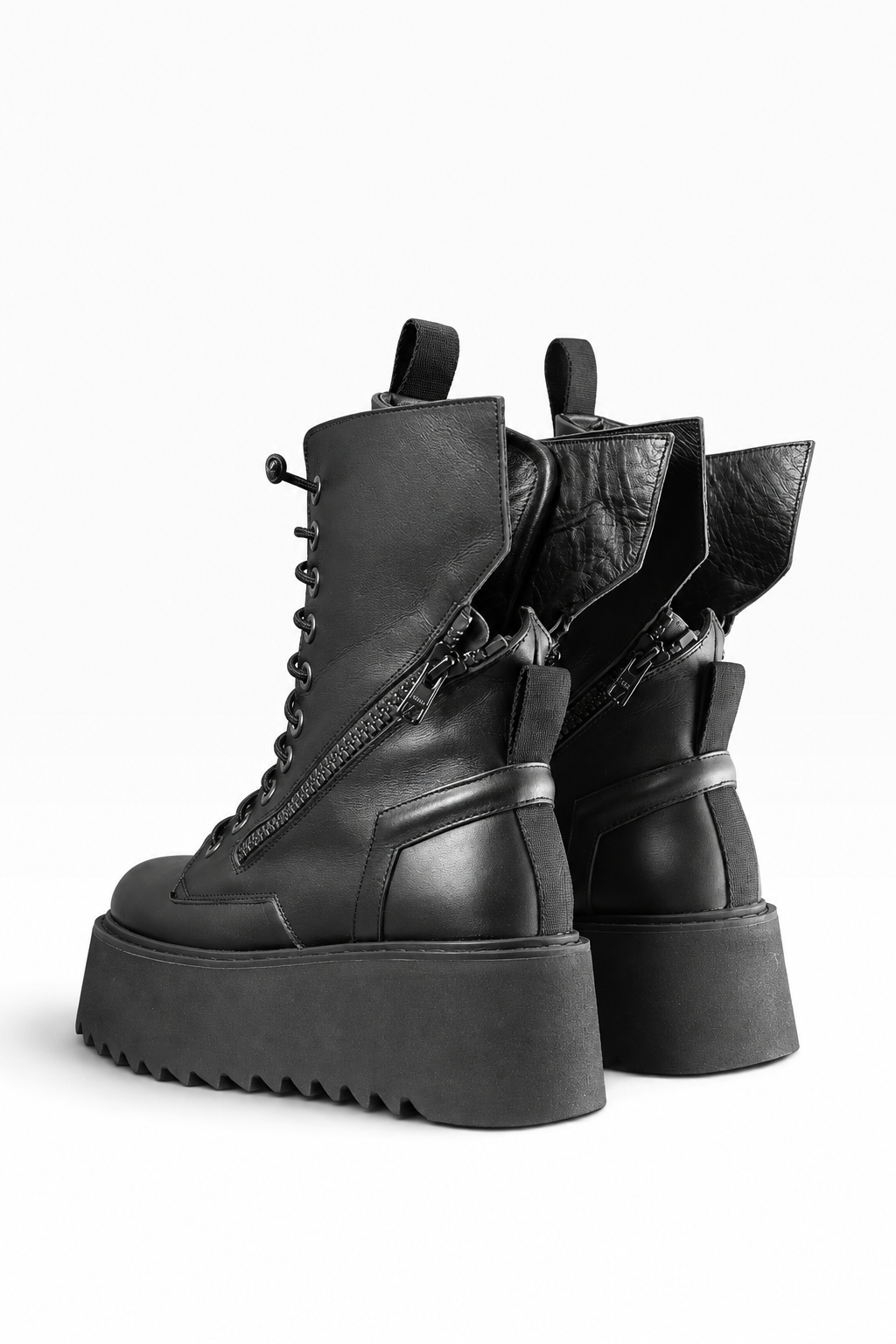 PAOLA – Stivale pelle nera  doppia zip platform