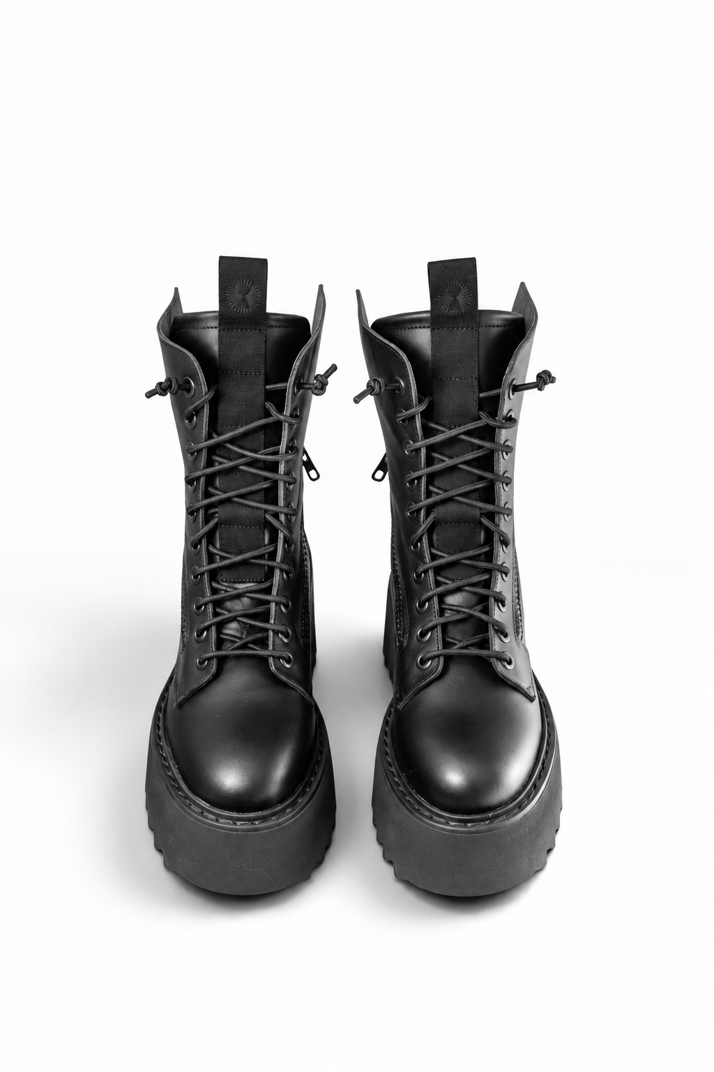 PAOLA – Stivale pelle nera  doppia zip platform
