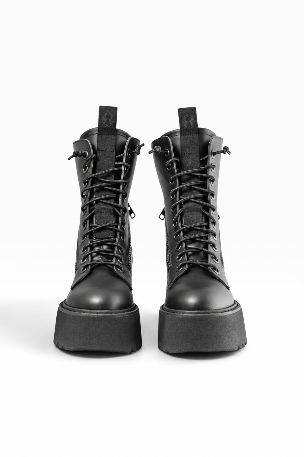 PAOLA – Stivale pelle nera  doppia zip platform
