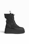 PAOLA – Schwarze Nubuk-Schnürstiefelette mit Plateausohle