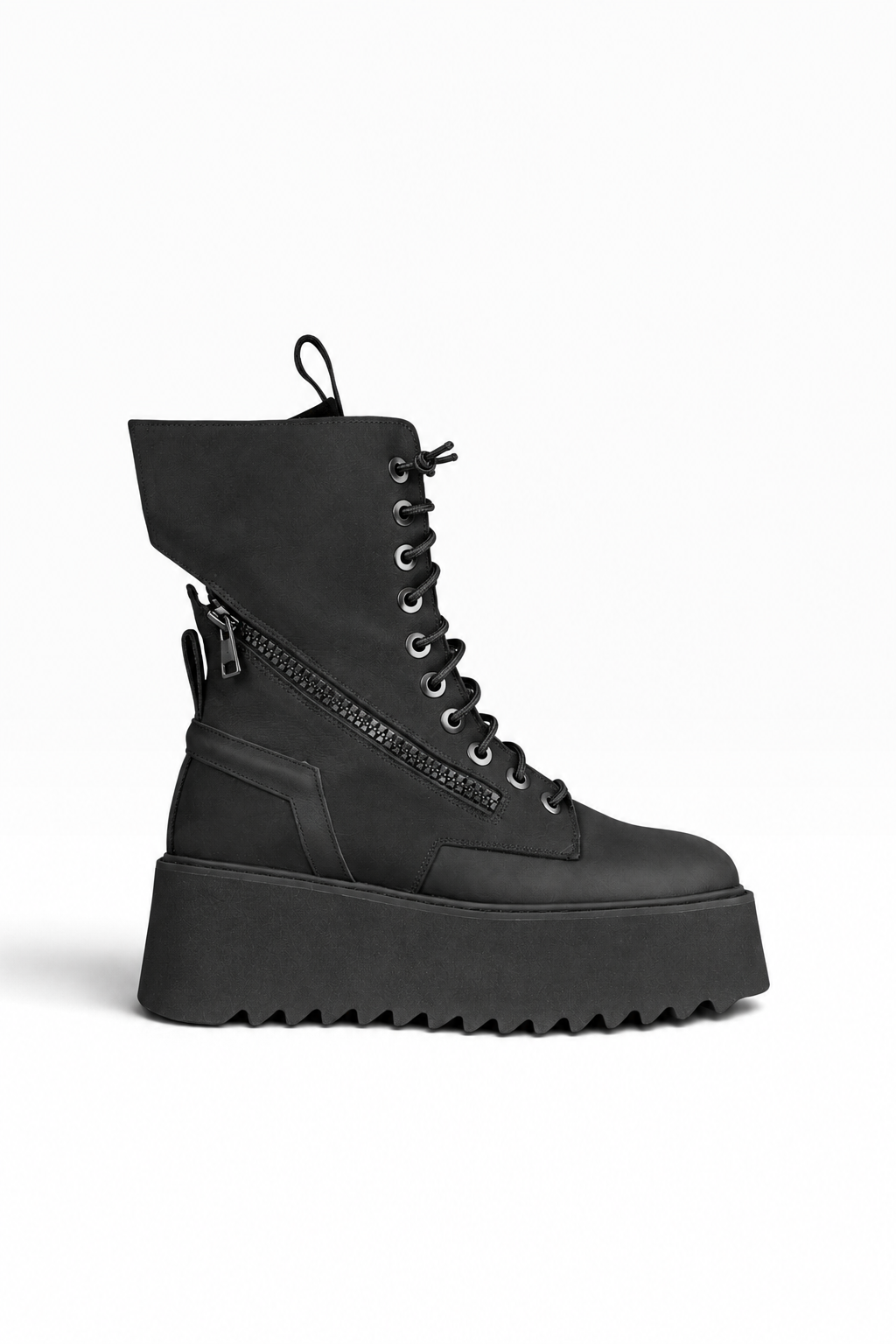 PAOLA – Schwarze Nubuk-Schnürstiefelette mit Plateausohle