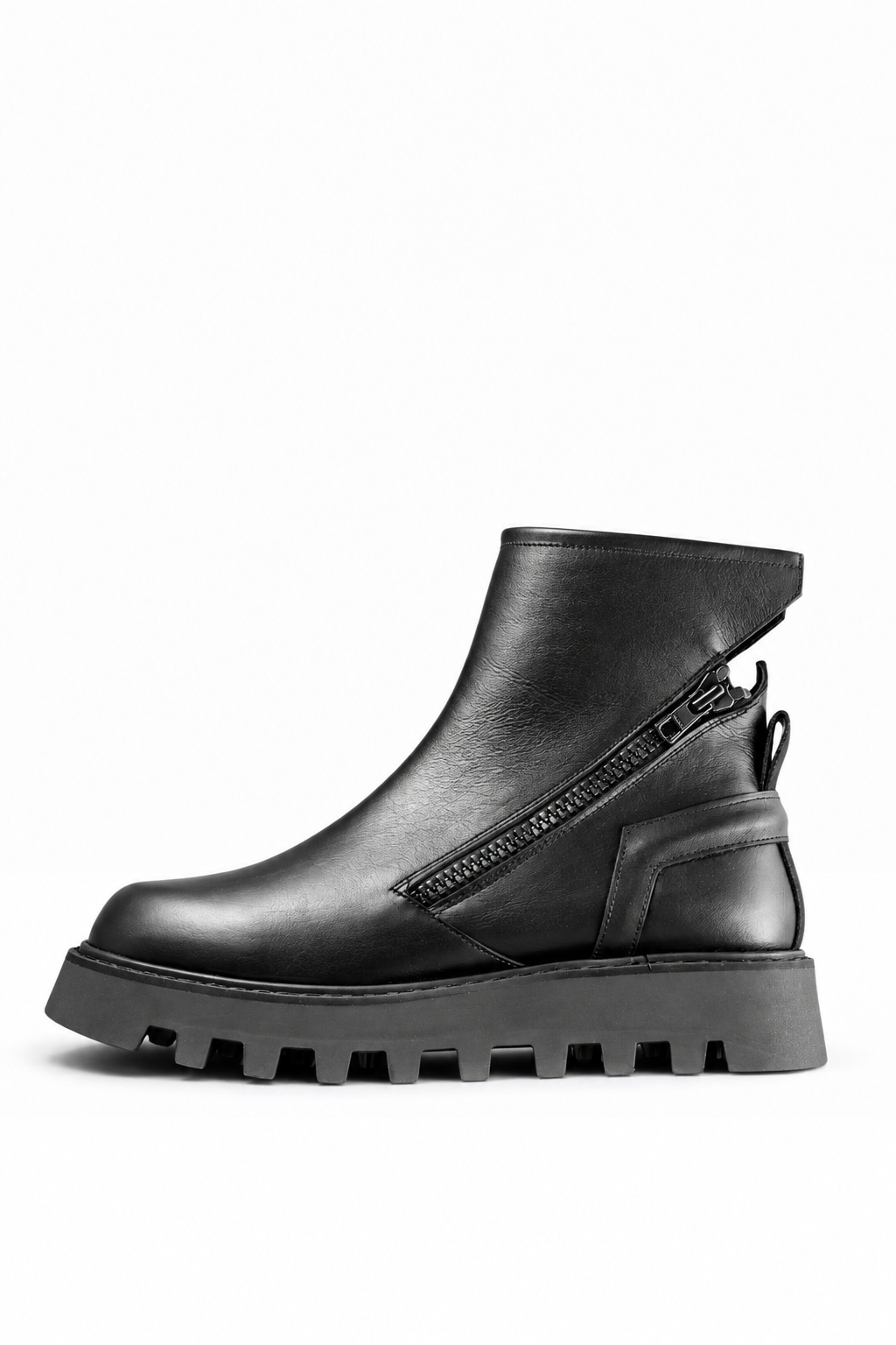 PONTIAK – Stivaletto uomo pelle nera con zip  suola carrarmato