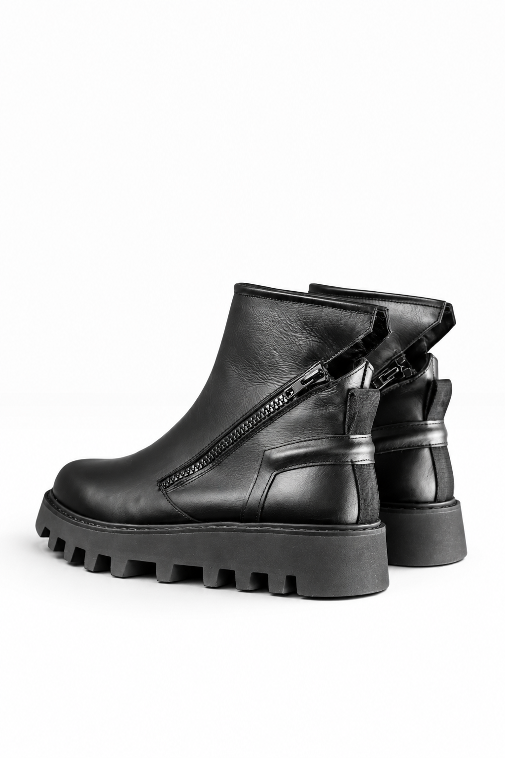 PONTIAK – Stivaletto uomo pelle nera con zip  suola carrarmato