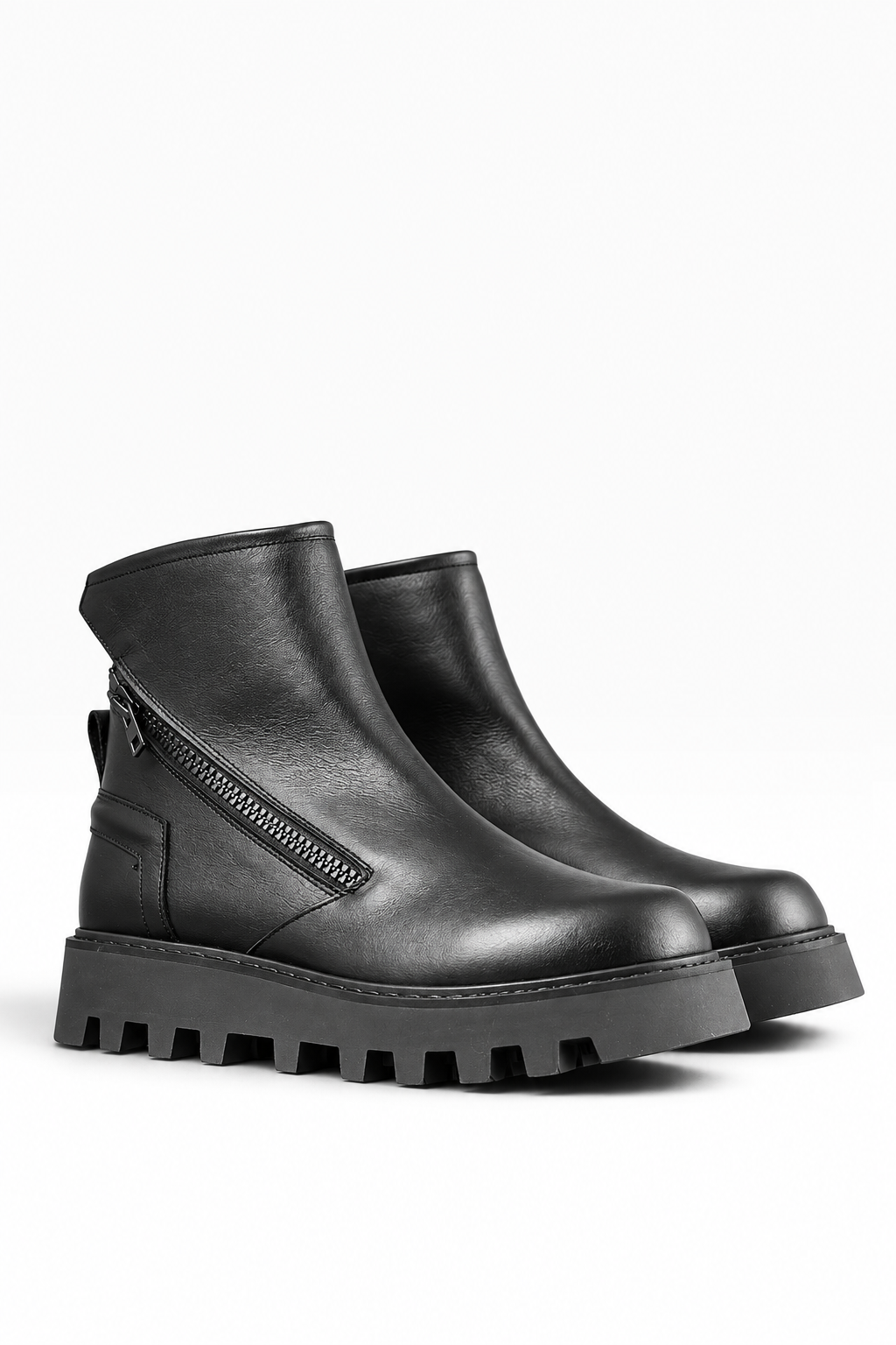PONTIAK – Stivaletto uomo pelle nera con zip  suola carrarmato