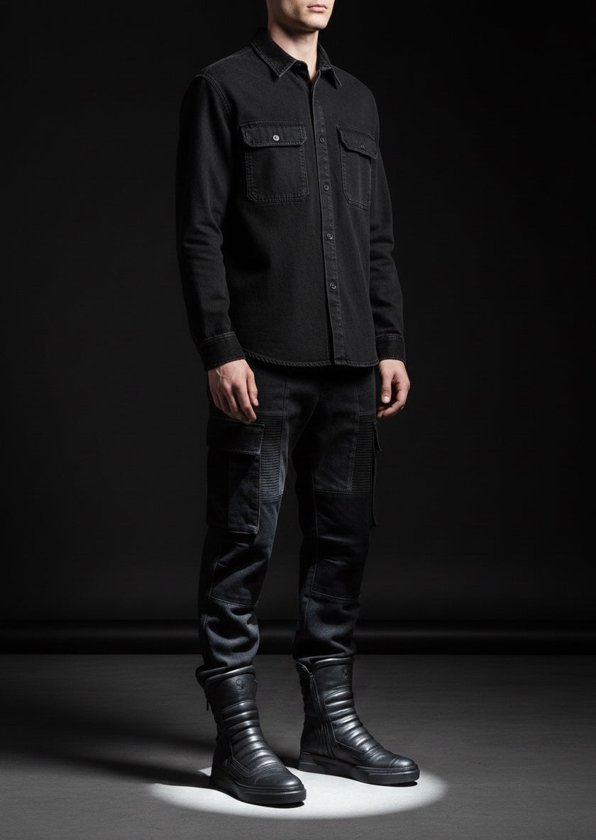 Sneaker alta uomo doppia zip pelle nera – MOTO