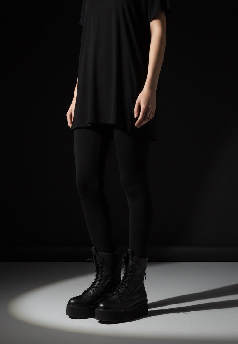 Stivale donna pelle nera zeppa 7 cm doppia zip - PAOLA | Bruno Bordese