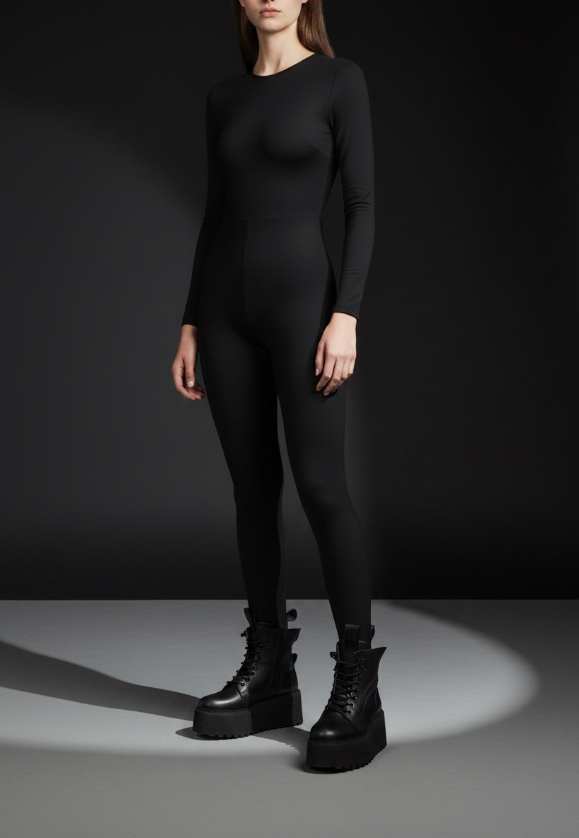 Damen mit Schnürstiefel mit doppeltem Reißverschluss aus schwarzem Leder - GIORGIA