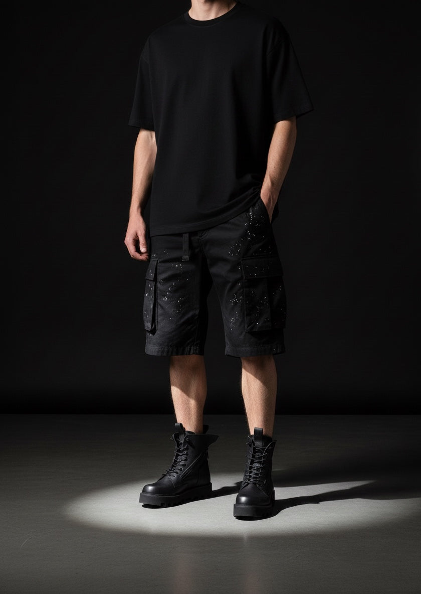 Herren Mid Boots aus schwarzem Leder mit doppeltem Reißverschluss und schwarzem Boden - DOC