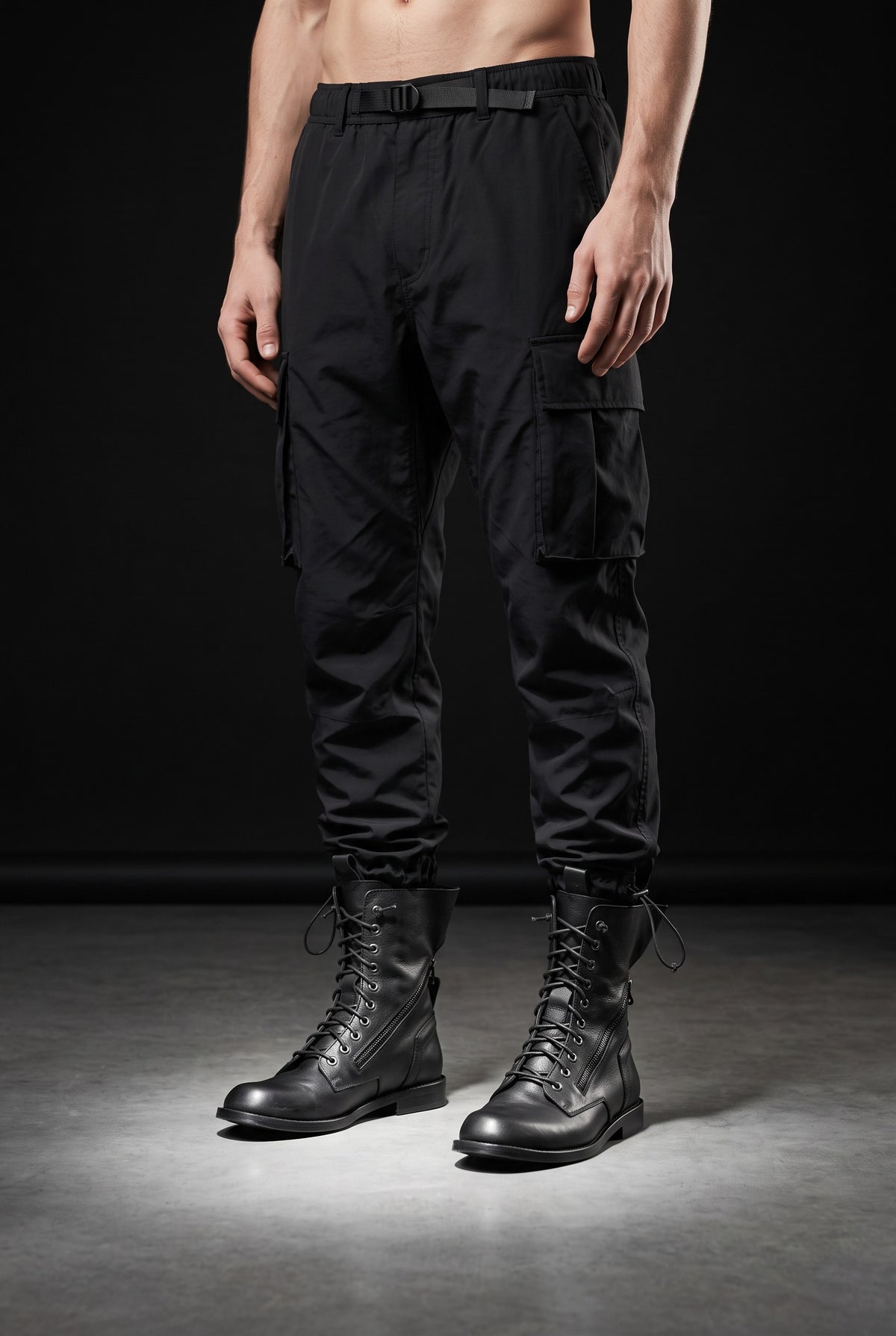 RUPERT – Black Leather Boots with Leather Sole