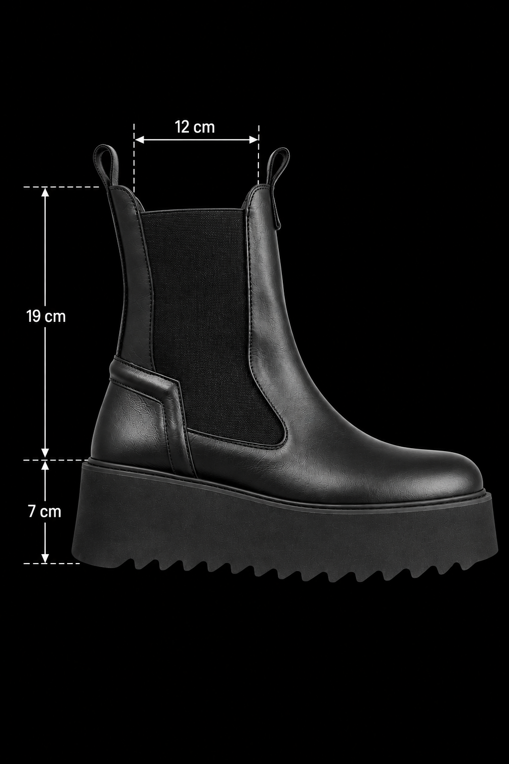 BABI – Beatles-stiefelette aus schwarzem leder mit plateausohle