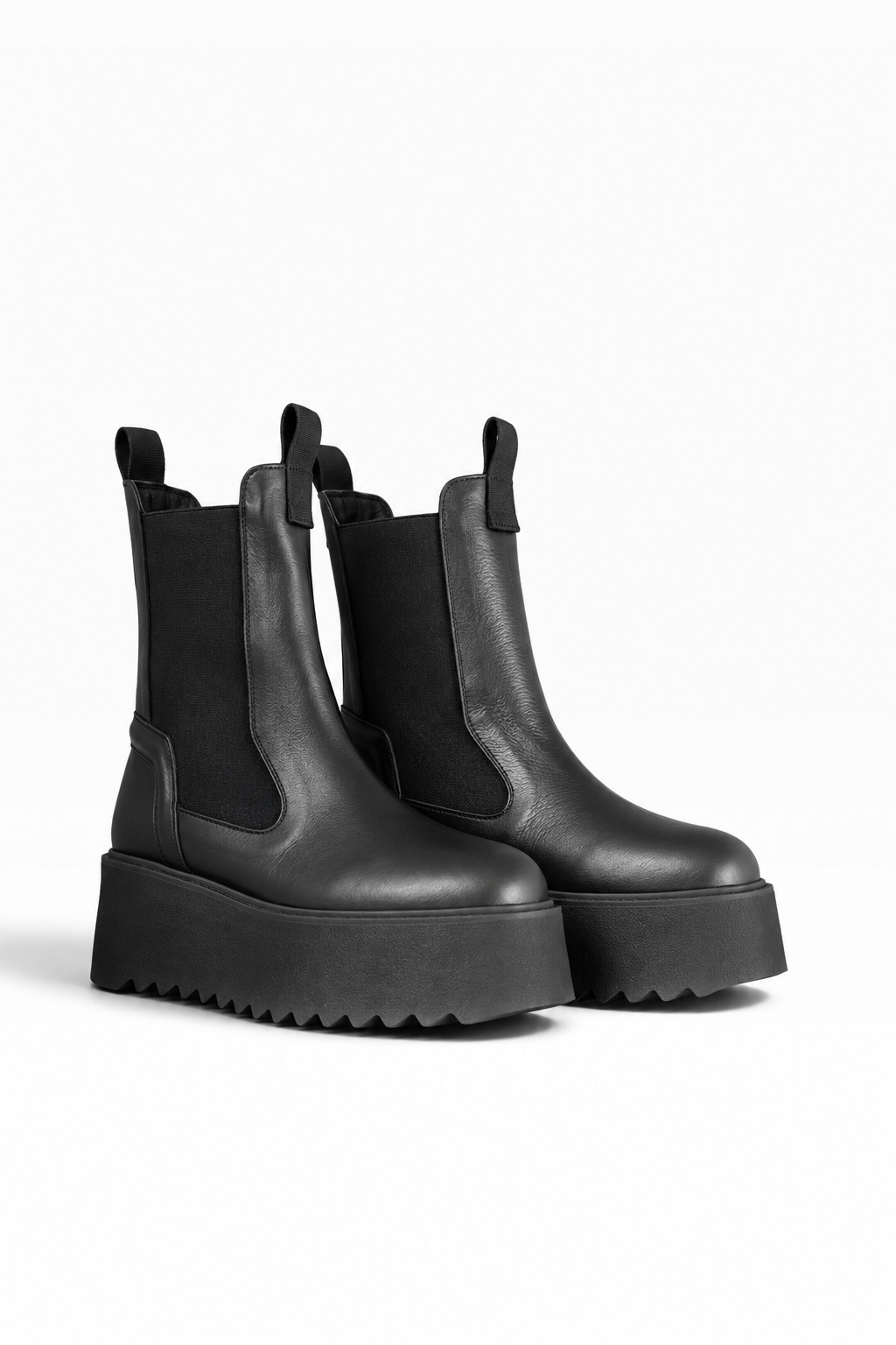 BABI – Beatles-stiefelette aus schwarzem leder mit plateausohle