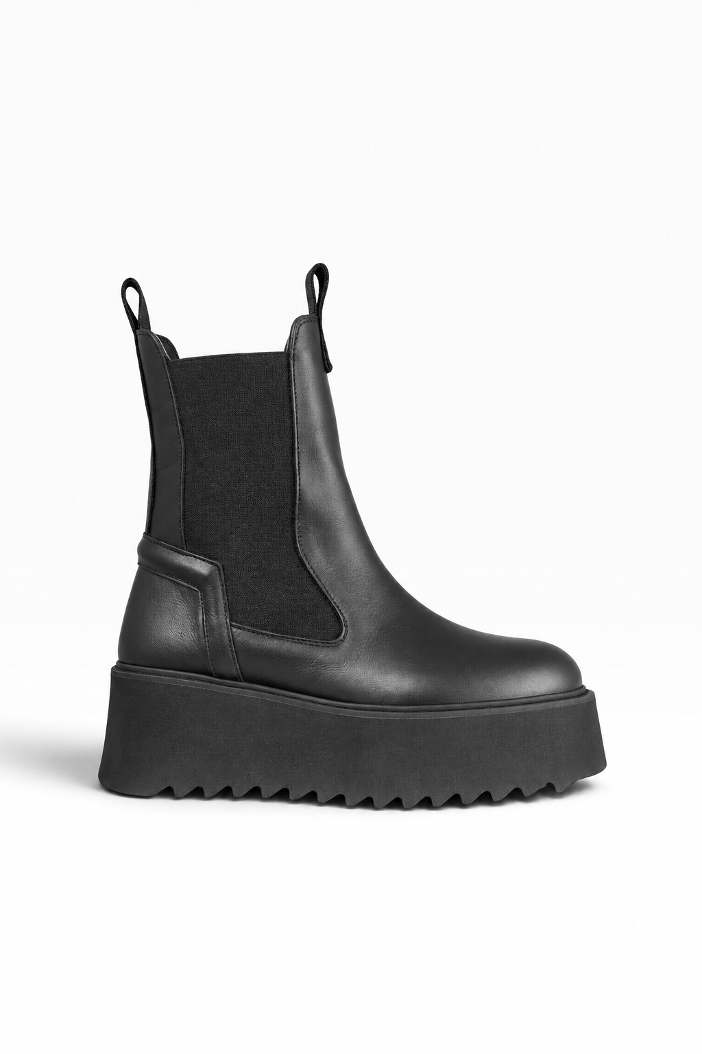 BABI – Beatles-stiefelette aus schwarzem leder mit plateausohle