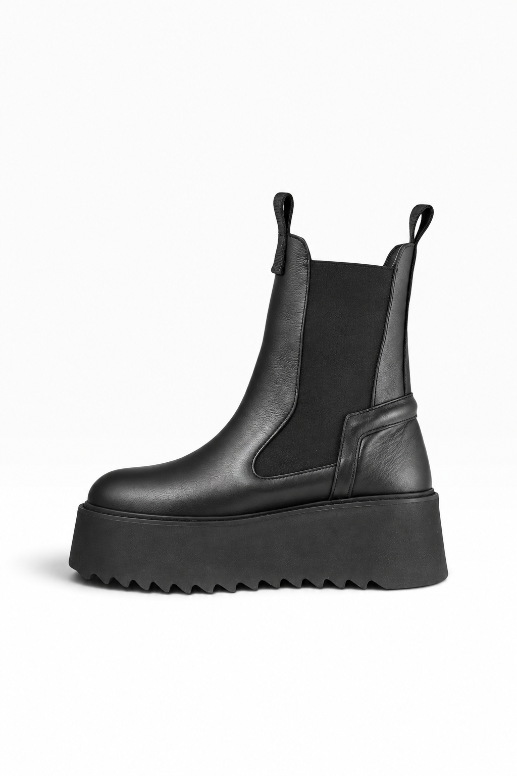 BABI – Beatles-stiefelette aus schwarzem leder mit plateausohle