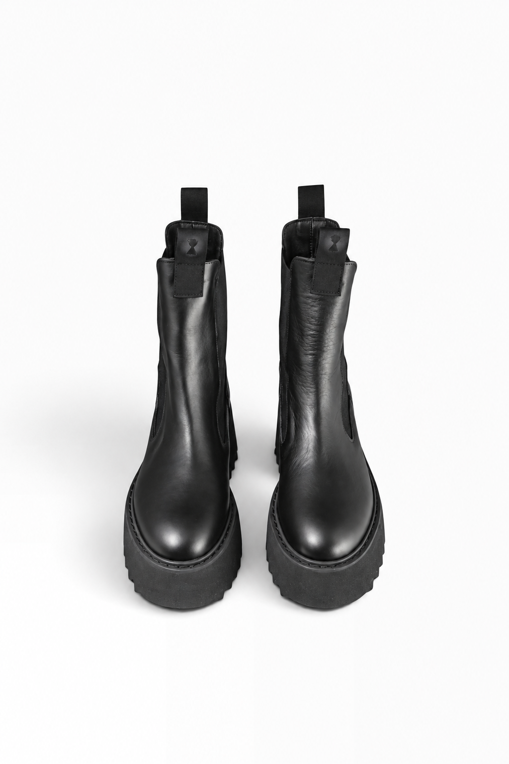 BABI – Beatles-stiefelette aus schwarzem leder mit plateausohle