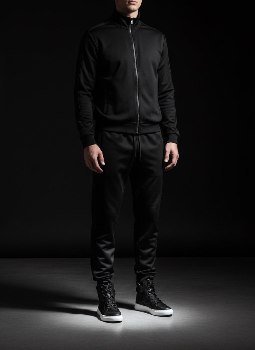 Herren Mid Boots Sneaker aus schwarzem Leder mit doppeltem Reißverschluss weißer Boden - JOSEPH