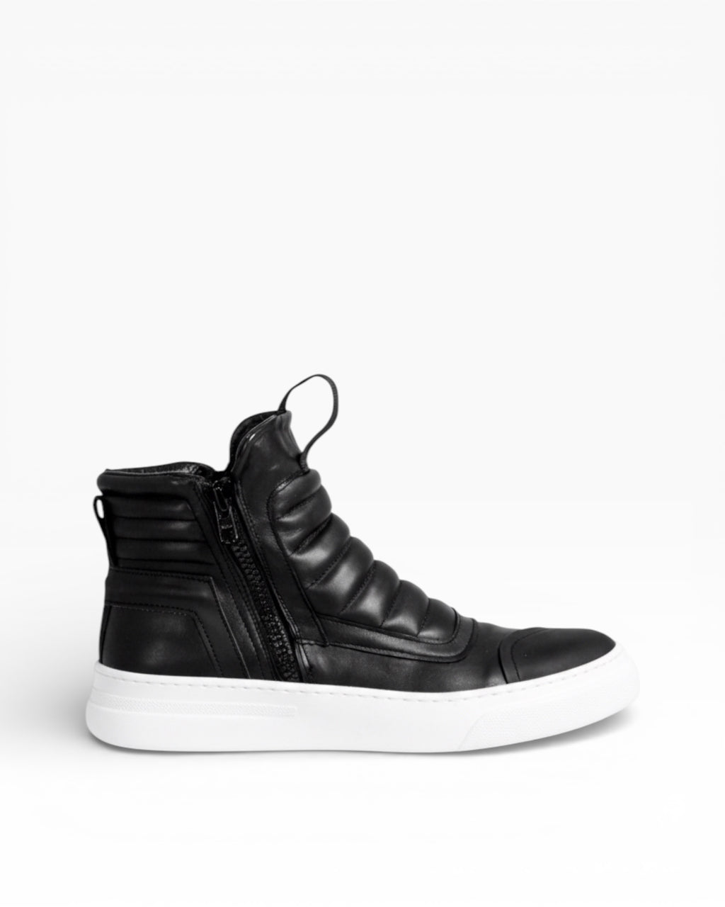 DAMPERZIP - Black leather white sole