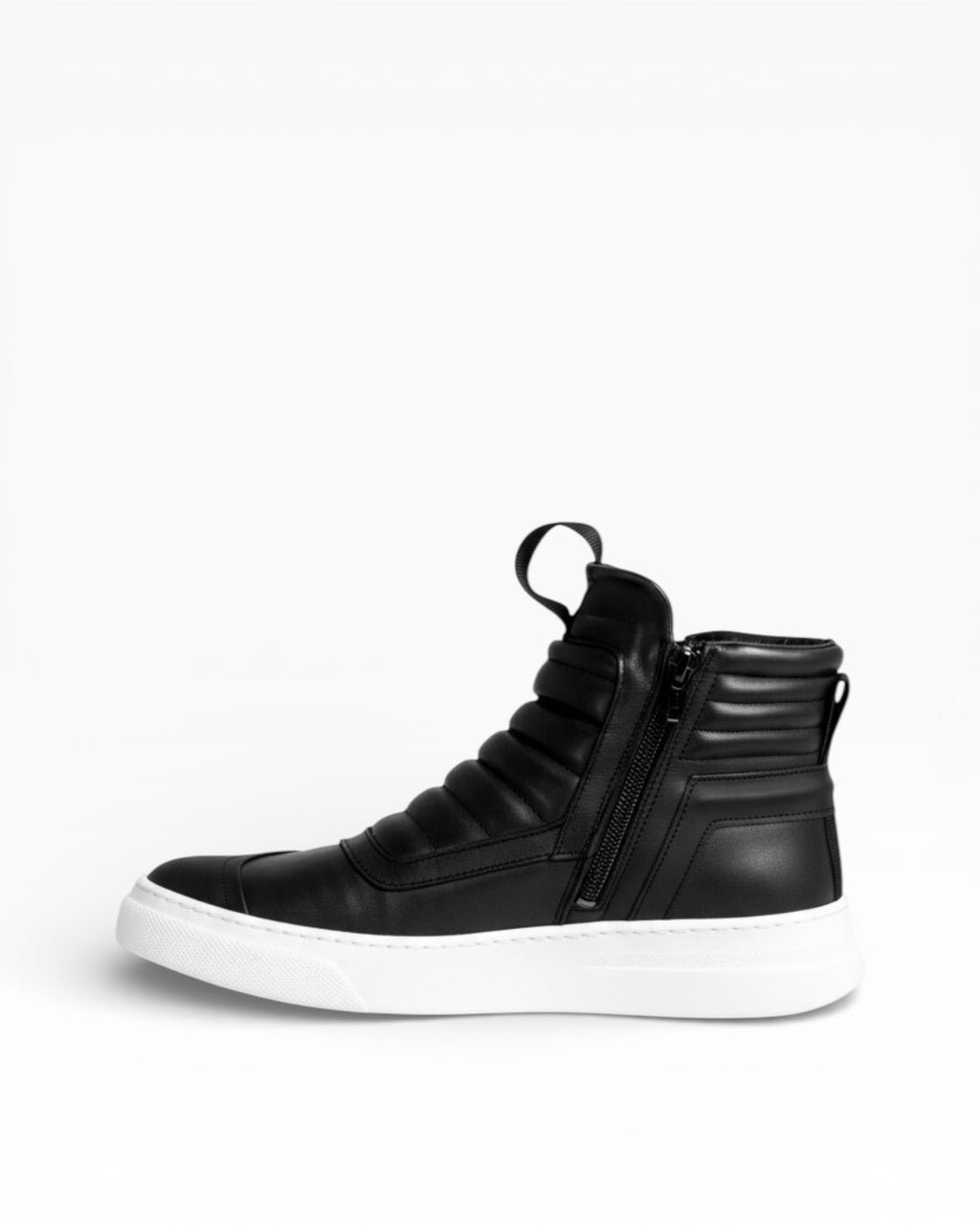 DAMPERZIP - Black leather white sole