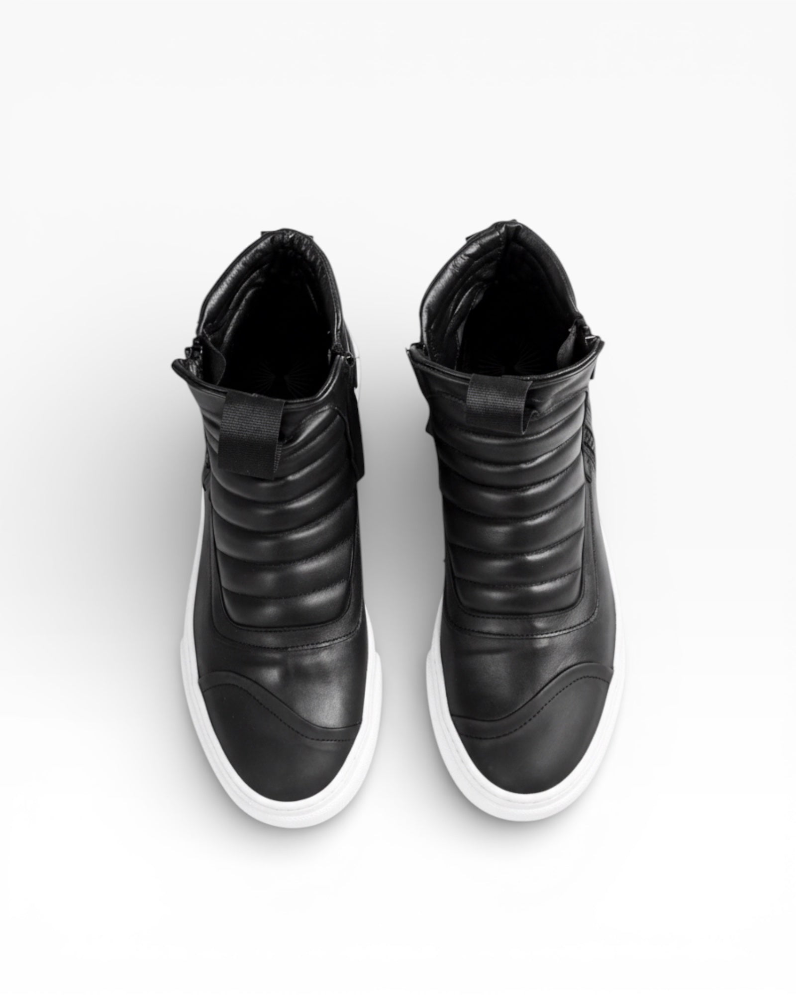 Men's black leather double zip sneaker - DAMPERZIP | Bruno Bordese