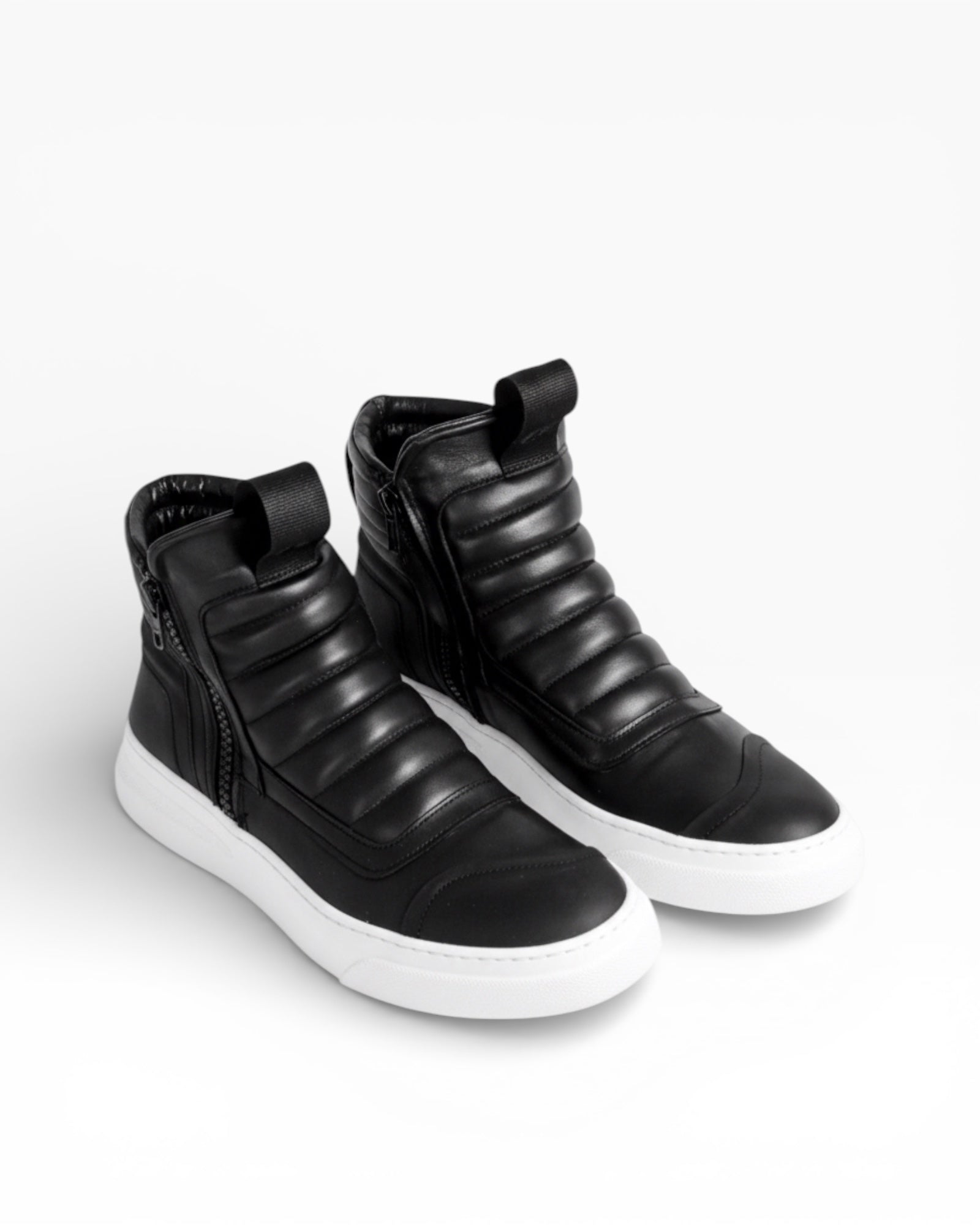 DAMPERZIP - Black leather white sole