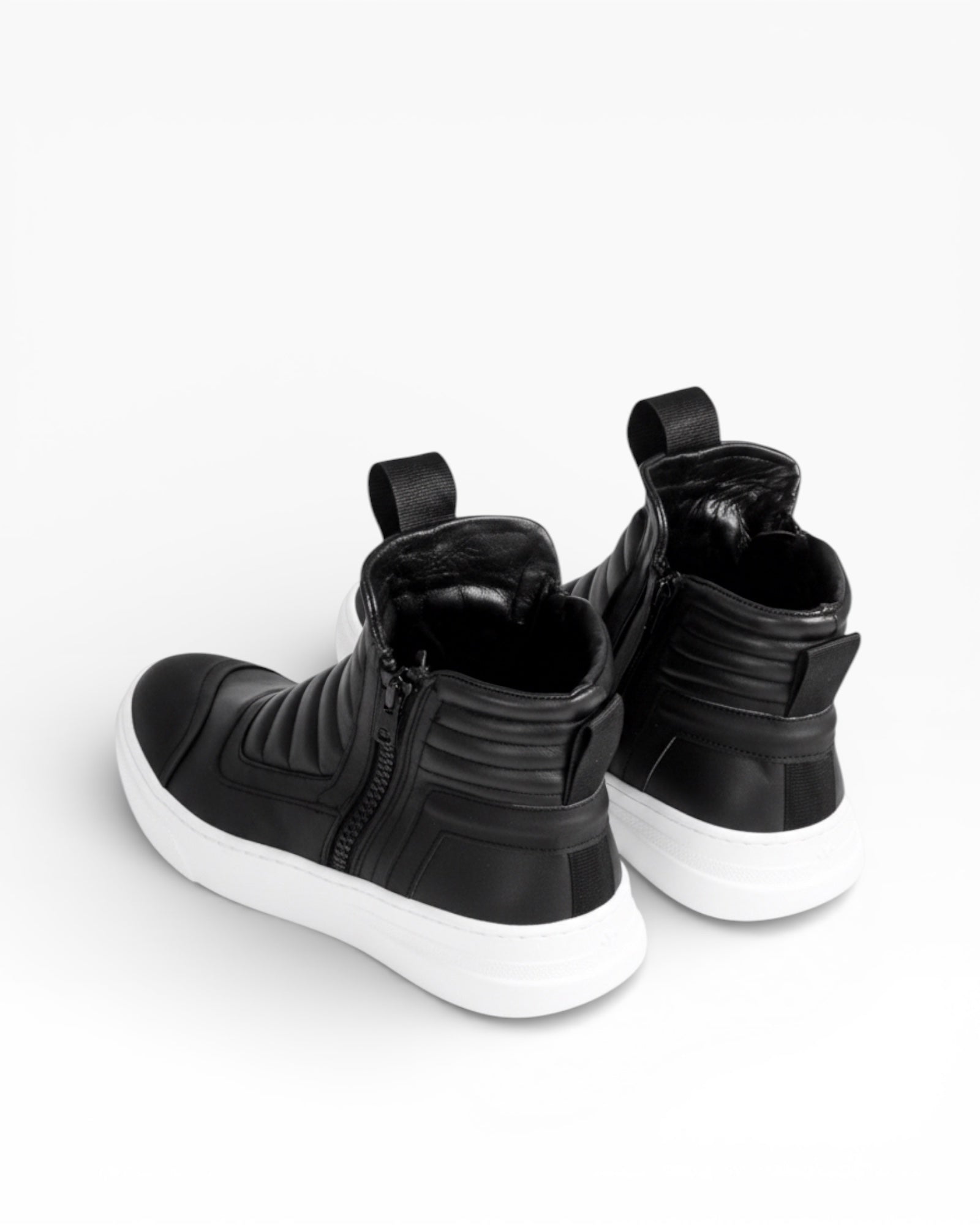 Men's black leather double zip sneaker - DAMPERZIP | Bruno Bordese