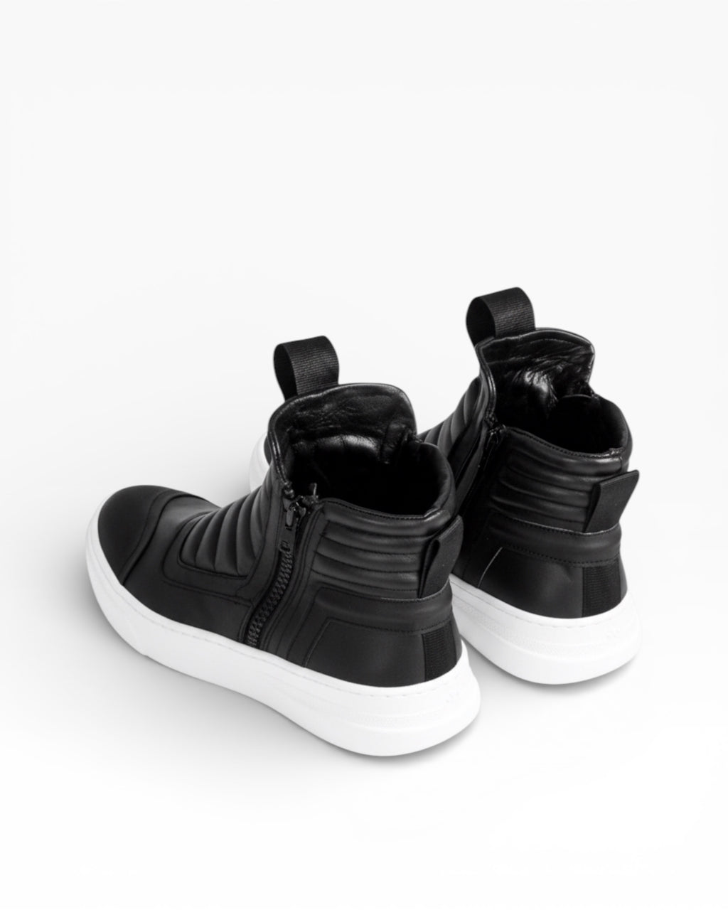 DAMPERZIP - Black leather white sole