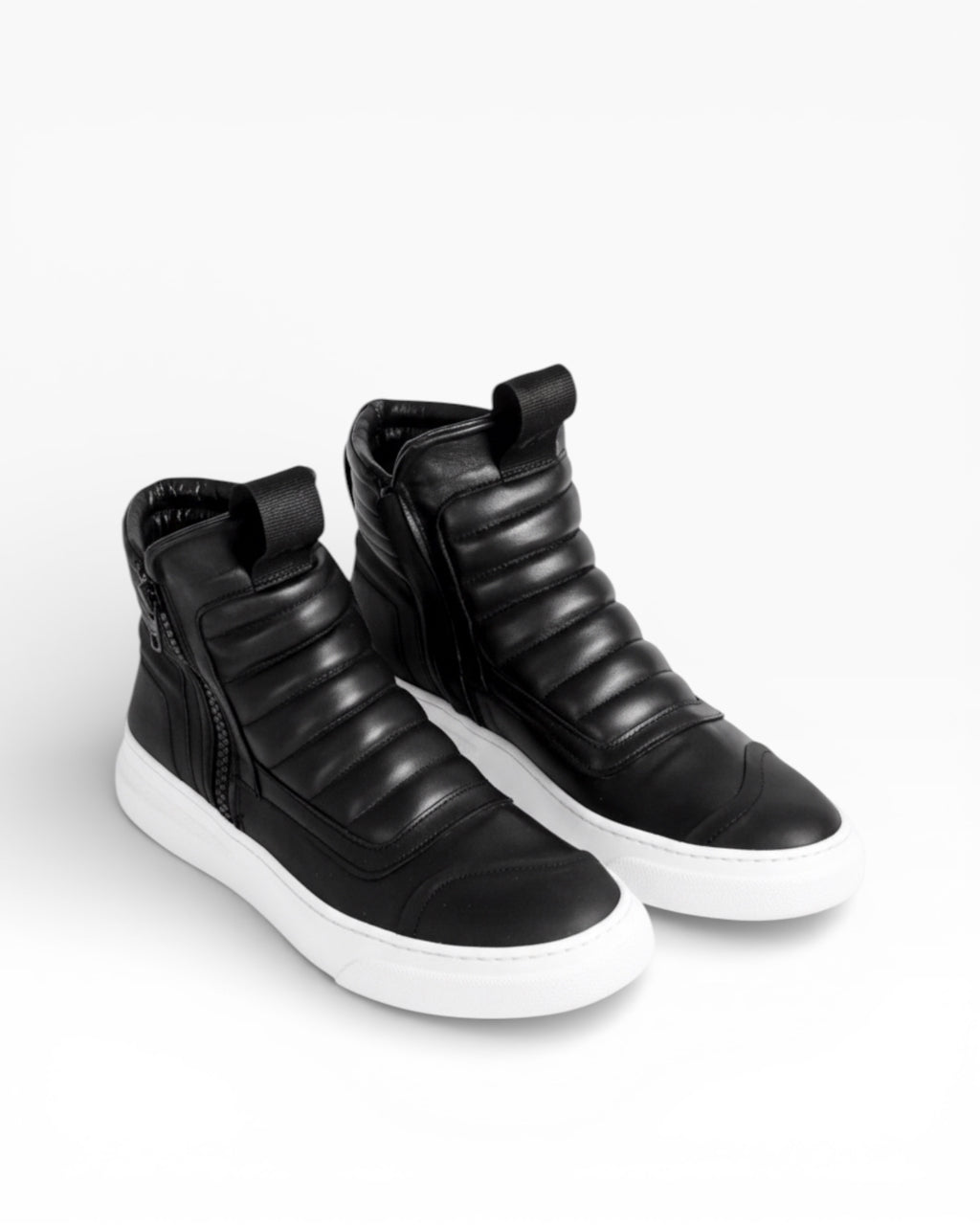 DAMPERZIP - Black leather white sole